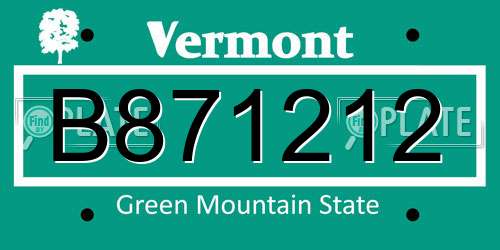 B871212 Vermont License Plate