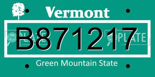 B871217 Vermont License Plate