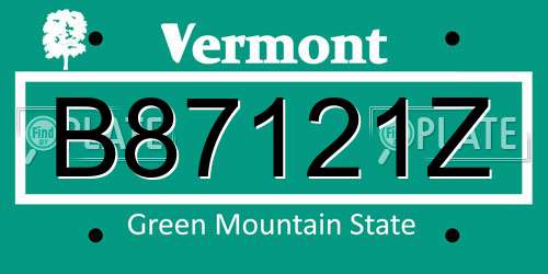 B87121Z Vermont License Plate