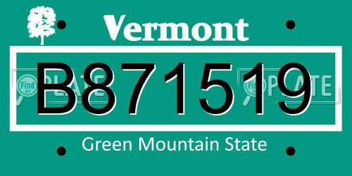 B871519 Vermont License Plate
