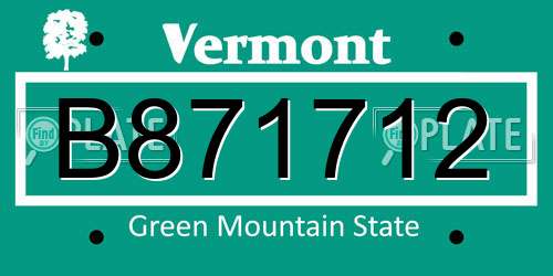 B871712 Vermont License Plate