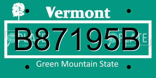 B87195B Vermont License Plate