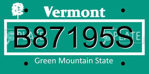 B87195S Vermont License Plate