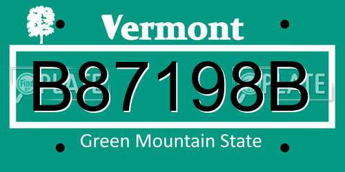 B87198B Vermont License Plate