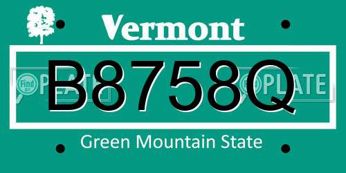 B8758Q Vermont License Plate