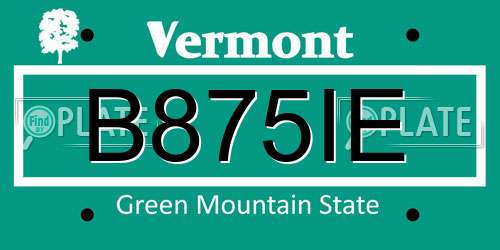 B875IE Vermont License Plate