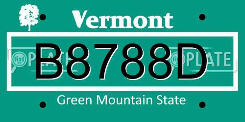 B8788D Vermont License Plate