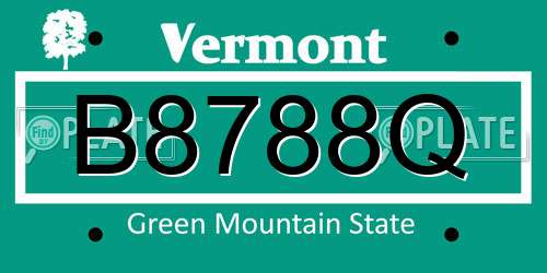 B8788Q Vermont License Plate