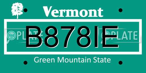 B878IE Vermont License Plate