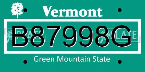 B87998G Vermont License Plate