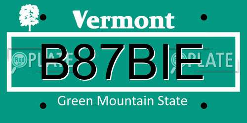 B87BIE Vermont License Plate