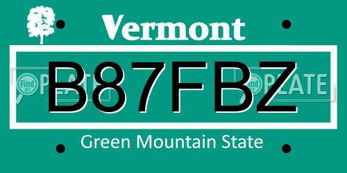 B87FBZ Vermont License Plate