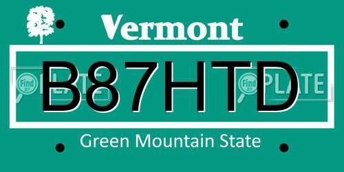 B87HTD Vermont License Plate