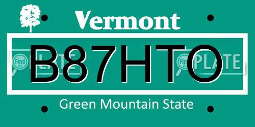 B87HTO Vermont License Plate