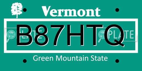B87HTQ Vermont License Plate