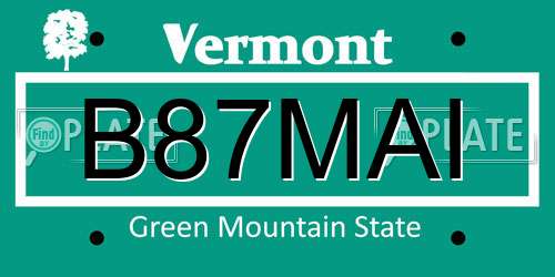 B87MAI Vermont License Plate