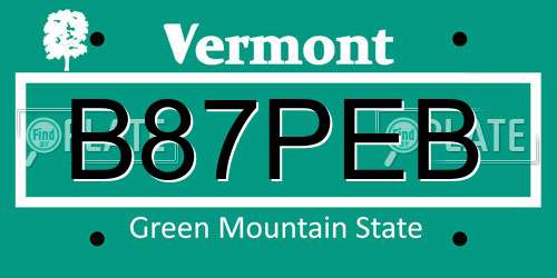 B87PEB Vermont License Plate