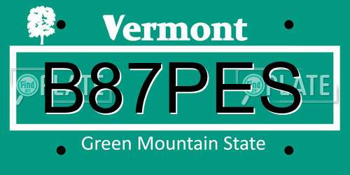 B87PES Vermont License Plate