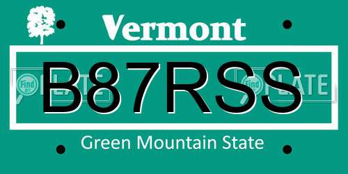 B87RSS Vermont License Plate
