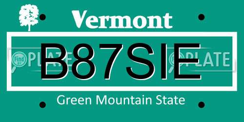 B87SIE Vermont License Plate