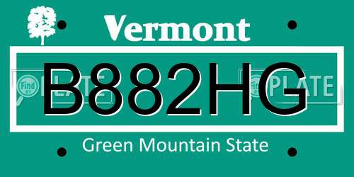 B882HG Vermont License Plate