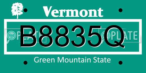 B8835Q Vermont License Plate