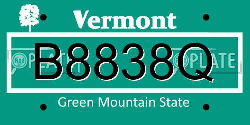B8838Q Vermont License Plate