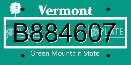 B884607 Vermont License Plate