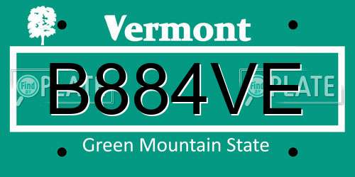 B884VE Vermont License Plate
