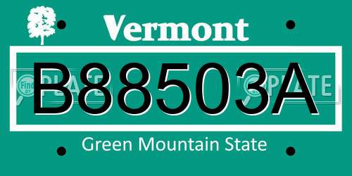 B88503A Vermont License Plate