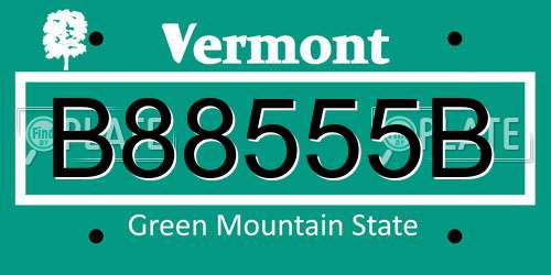 B88555B Vermont License Plate