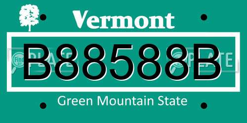 B88588B Vermont License Plate
