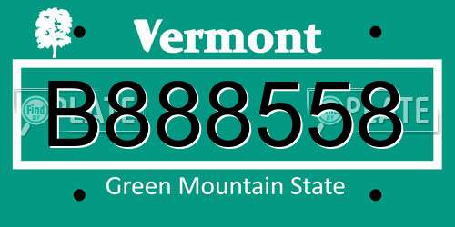 B888558 Vermont License Plate