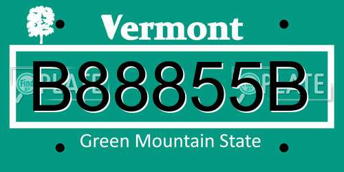 B88855B Vermont License Plate
