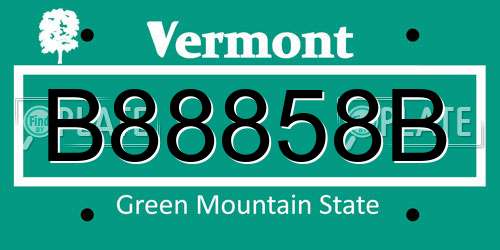 B88858B Vermont License Plate