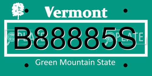 B88885S Vermont License Plate