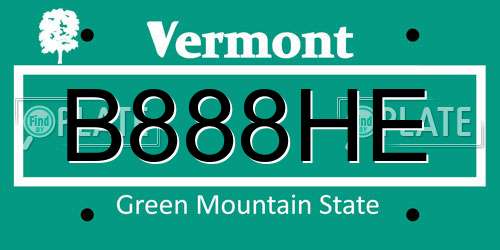 B888HE Vermont License Plate