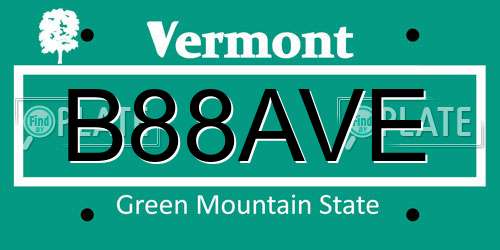 B88AVE Vermont License Plate
