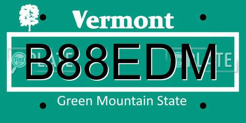 B88EDM Vermont License Plate