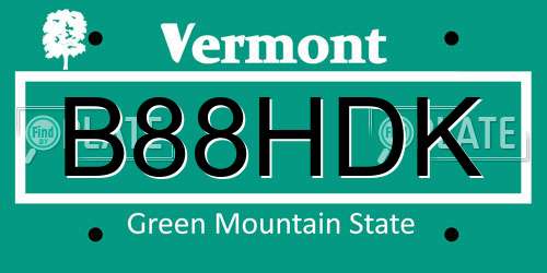 B88HDK Vermont License Plate