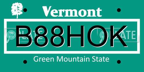 B88HOK Vermont License Plate