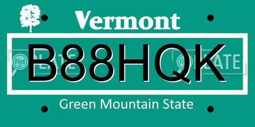 B88HQK Vermont License Plate