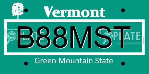 B88MST Vermont License Plate