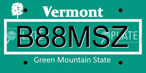 B88MSZ Vermont License Plate