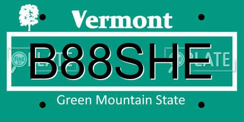 B88SHE Vermont License Plate