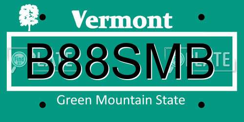 B88SMB Vermont License Plate