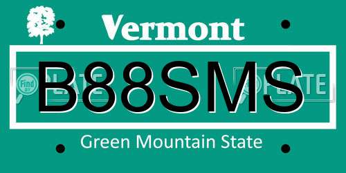 B88SMS Vermont License Plate