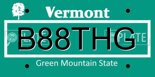 B88THG Vermont License Plate