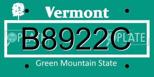 B8922C Vermont License Plate
