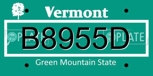 B8955D Vermont License Plate